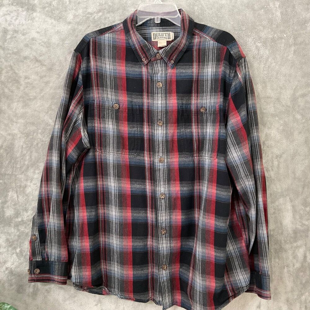 Duluth Trading Flannel Slim Fit Shirt Men’s 2XL Button Dn. Collar Plaid